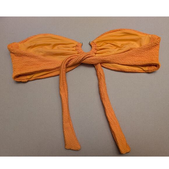 WeWoreWhat U-ring Textured Bandeau Bikini Top Carrot Size L Tie Back Swimwear - Picture 5 of 5